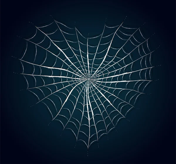 在蓝色背景上的蜘蛛网心. — 图库矢量图片
