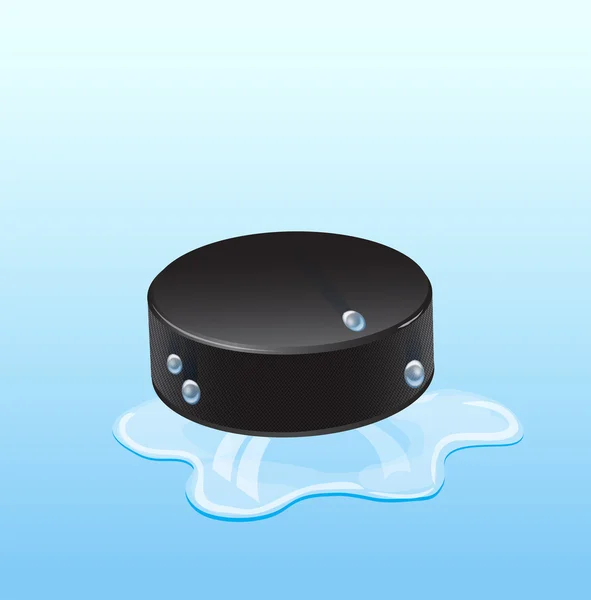 Rondelle de hockey sur glace avec gouttes . — Image vectorielle