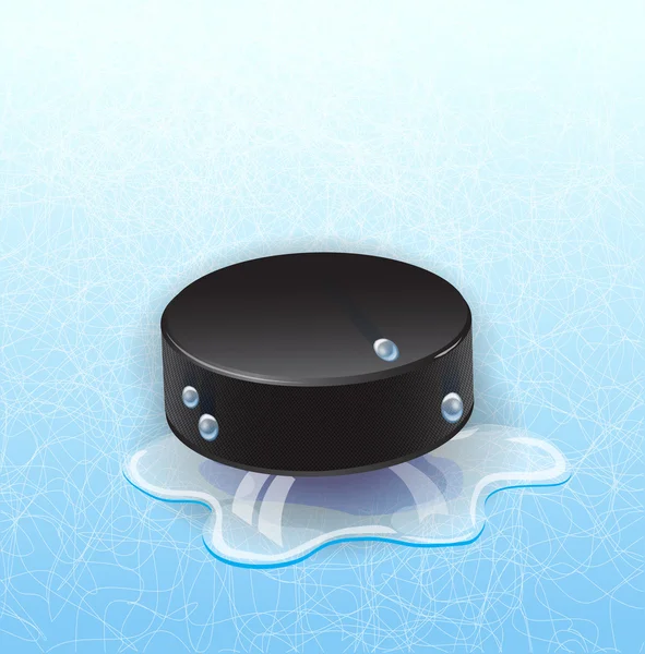 Rondelle de hockey sur glace avec gouttes . — Image vectorielle