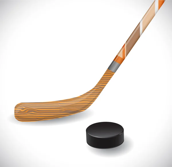 Bâton de hockey et rondelle de hockey . — Image vectorielle