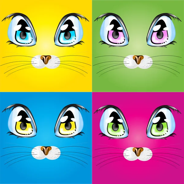 Set with colorful cats. — Stock Vector