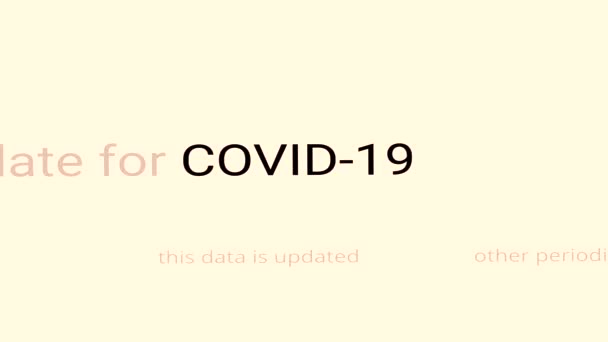 Covid Covid Coronavirus 在不同的文本中突出字 新闻概念或医学媒介 危险的病毒散布在地球各处 高调的话 Sars Cov — 图库视频影像