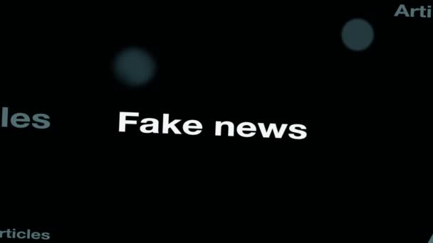 Highlighted Fake News Typography Social News Media Marketing Concept Footage — Stock Video