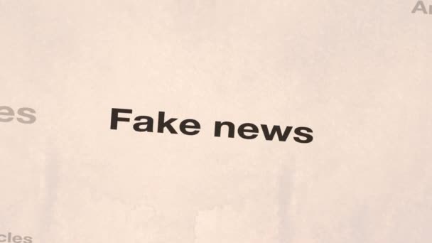 Τονισμένο Fake News Τυπογραφία Για Κοινωνικά Και Ειδησεογραφικά Μέσα Έννοια — Αρχείο Βίντεο