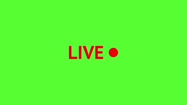 Red Live Stream sembolü, canlı yayın için imza, yayın. İnternet akışının amblemi. Televizyon, dizi, haber ya da sosyal medya için imza atın. Chromakey ve yayın sembolü.