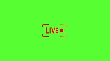Red Live Stream sembolü, canlı yayın için imza, yayın. İnternet akışının amblemi. Televizyon, dizi, haber ya da sosyal medya için imza atın. Chromakey ve yayın sembolü.