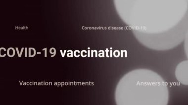 Coronavirus aşısı COVID-19. Koronavirüse karşı aşı ve aşı, COVID-19, virüs, grip. Haber, sosyal ya da tıbbi medya kavramı. Farklı metin koyu arkaplanı üzerinde vurgulanmış ifade.