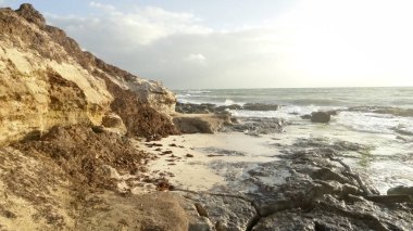 Rocky Beach Coastline with Wild Ocean Waves