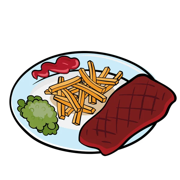 Steak aux frites — Image vectorielle