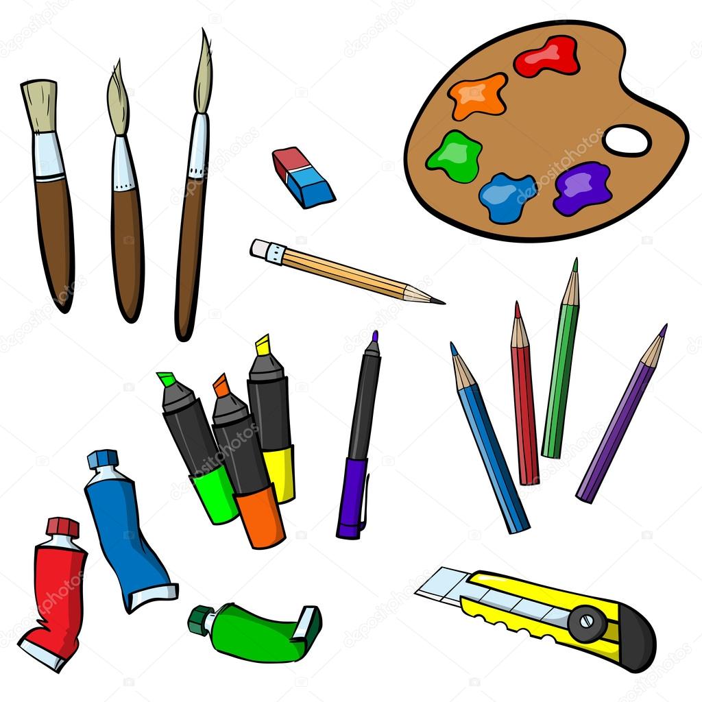 Set of items for drawing