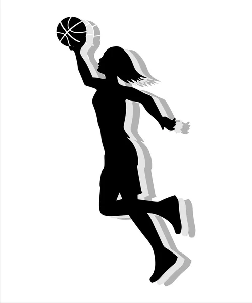 Silhouette féminine de basket-ball — Image vectorielle