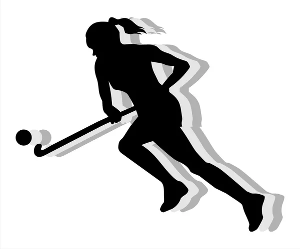 Дівчина хокеїст біг — стоковий вектор