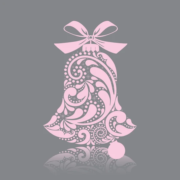 Impresión. Campana de Navidad rosa . — Vector de stock