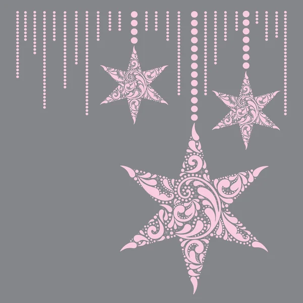 Yazdırın. Yıldız ile pembe Noel kartı.