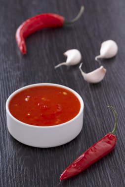Kırmızı acı biber sosu.