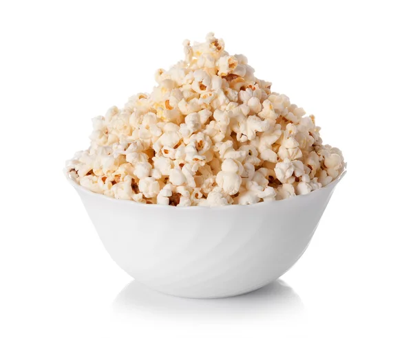 Mísa popcorn izolované na bílém pozadí Royalty Free Stock Obrázky