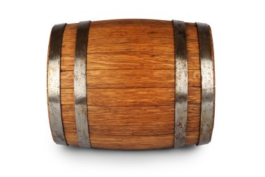 Wooden oak barrel isolated on white background clipart