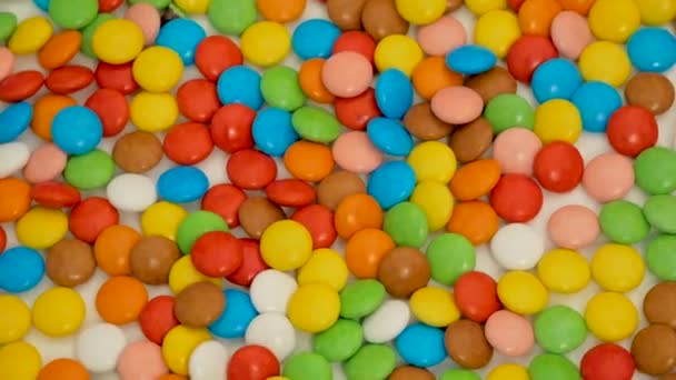 Bright Colorful Candy Beans Peanuts Falling Toy Bucket Multicoloured Tasty — Stock Video