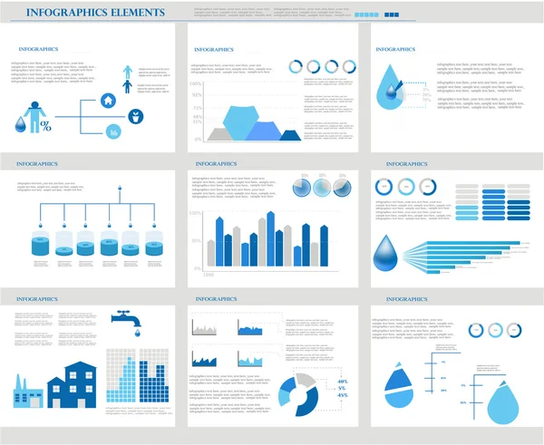 Infográficos de água. Gráficos de informação . — Vetor de Stock