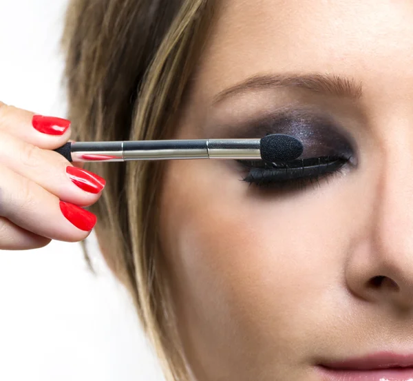 Eyeshadows. Eye shadow brush — Stock Photo, Image