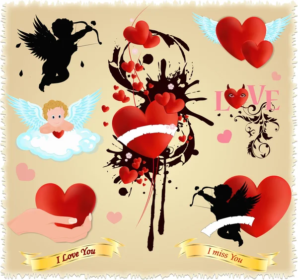 Buon San Valentino, Love vector set — Vettoriale Stock