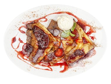 Krep portakal sosu ve dondurma ile