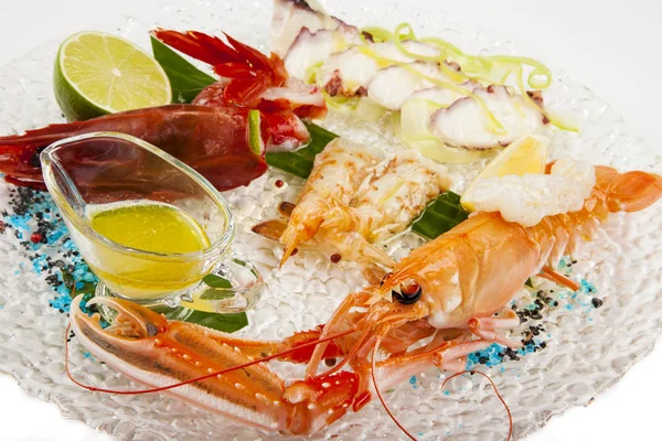 Grilled lobster with seafood sauce — Stock Photo, Image