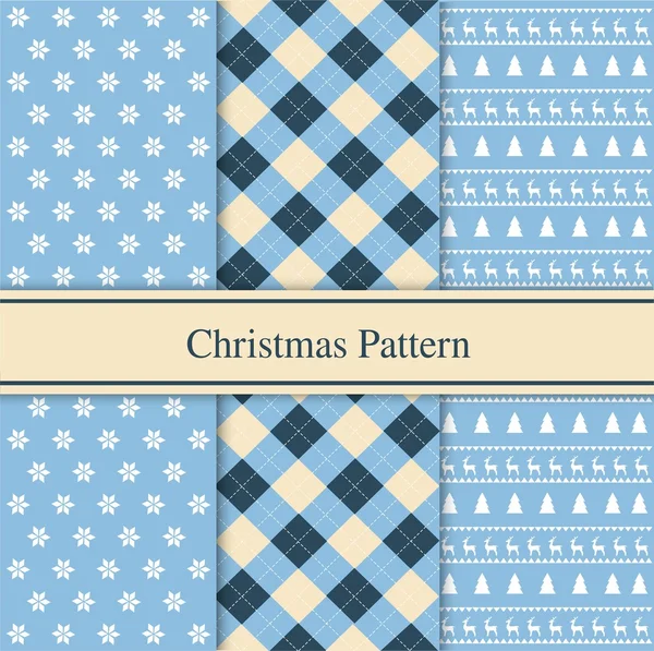 Uppsättning sömlös jul mönster — Stock vektor