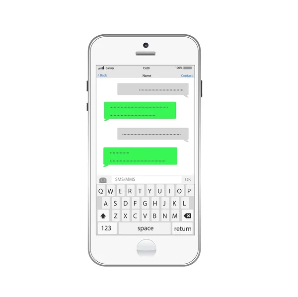 Smartphone chat sms plantilla burbujas . — Archivo Imágenes Vectoriales