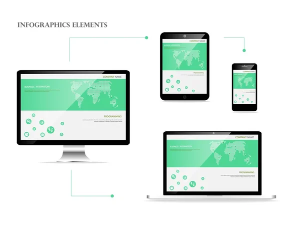 Impresionante desarrollo de diseño web sensible — Archivo Imágenes Vectoriales