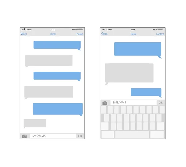 Akıllı telefon sohbet sms şablon kabarcıklar. — Stok Vektör