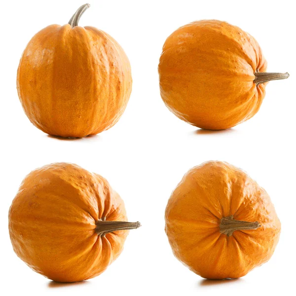 白い背景に分離された 4 つのオレンジ カボチャ — ストック写真