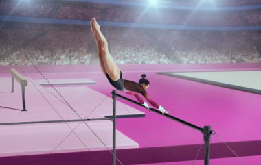 Profesyonel arenada kadın jimnastikçi.