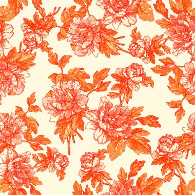 Dikişsiz peonies desen
