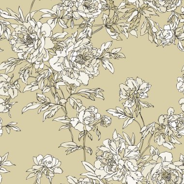 Dikişsiz peonies desen