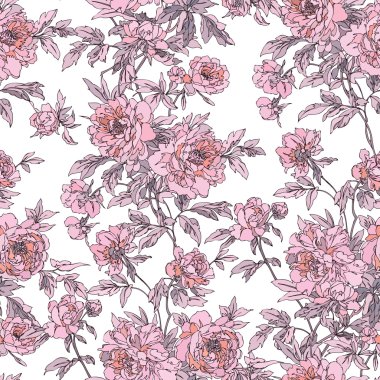 Dikişsiz peonies desen