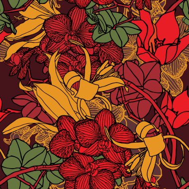 Sorunsuz orkide çiçek deseni