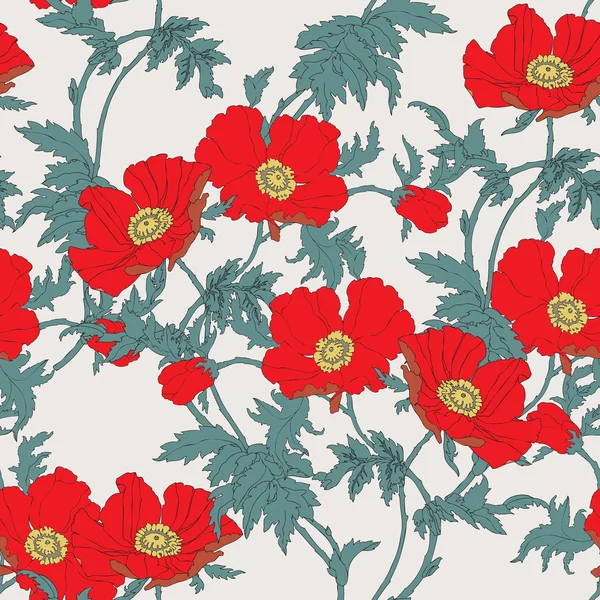Poppies flowers background — Stock Vector