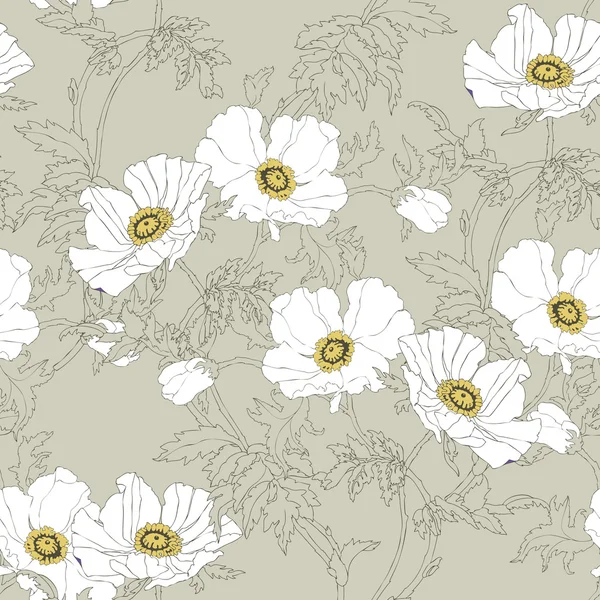 Amapolas flores fondo — Vector de stock