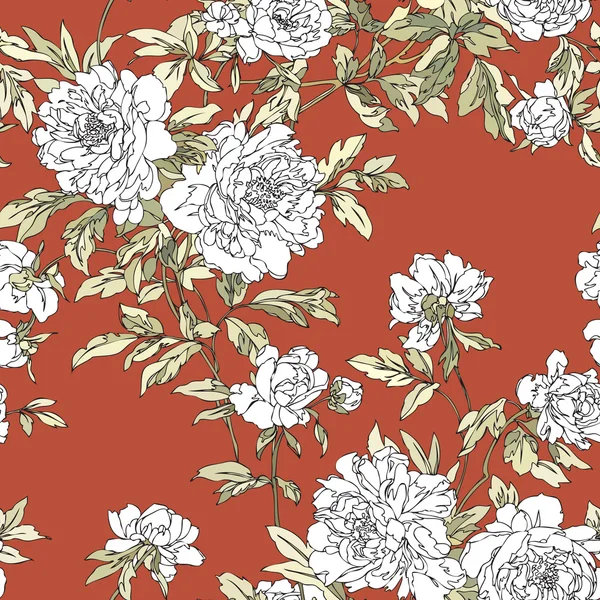 Seamless peonies pattern — Stock Vector