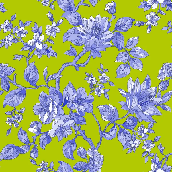 Våren trädgård blommor mönster — Stock vektor