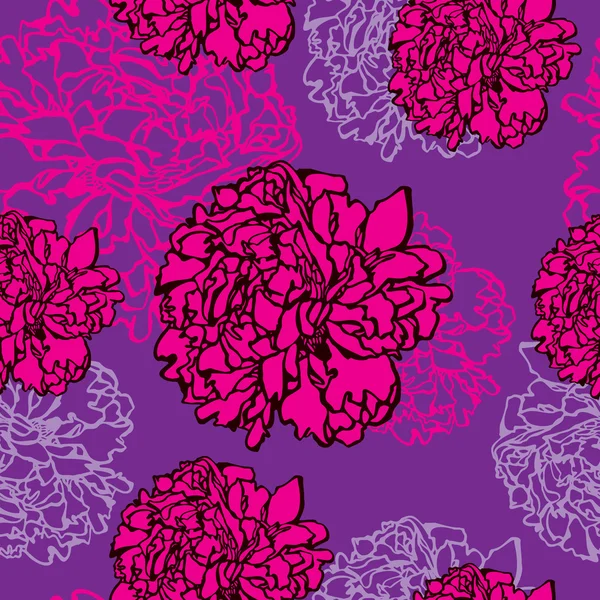 Modèle de pivoines sans couture — Image vectorielle