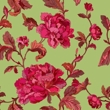 Dikişsiz peonies desen