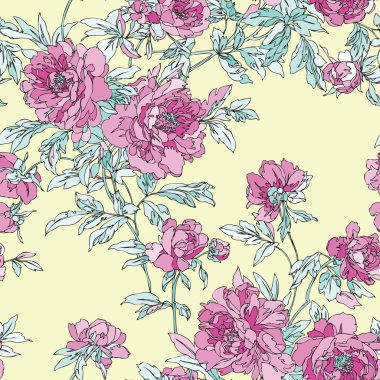 Dikişsiz peonies desen