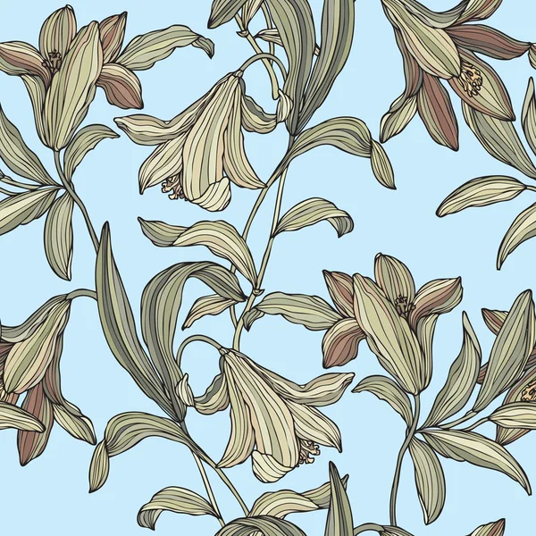 Modèle de fleurs de lys sans couture — Image vectorielle