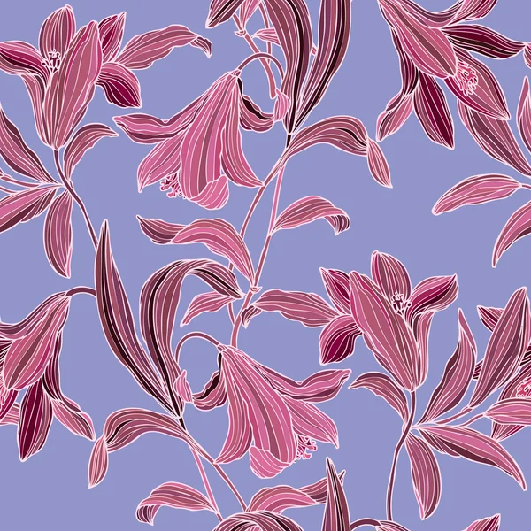 Naadloze lily veldboeket patroon — Stockvector