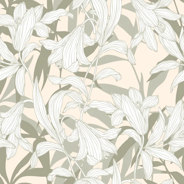 シームレスなユリの花のパターン — ストックベクタ