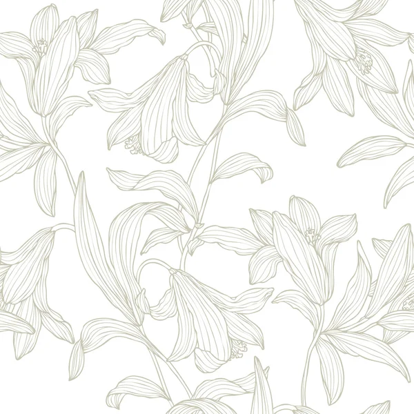 Modèle de fleurs de lys sans couture — Image vectorielle