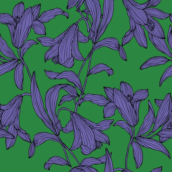 Sömlös lily blommor mönster — Stock vektor