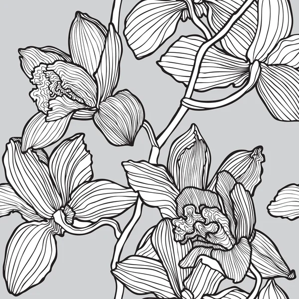 Bezešvé orchideje květiny vzor — Stockový vektor